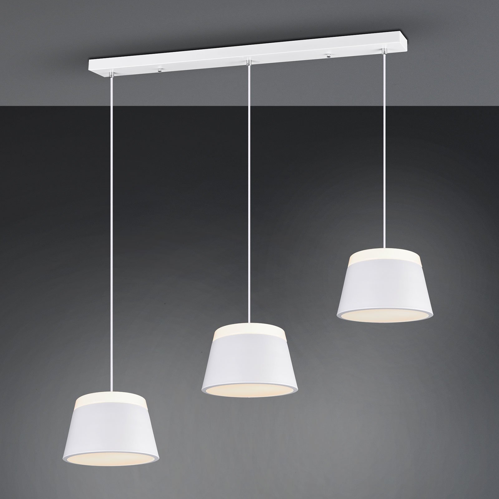 Trio Lighting Baroness pendant light, three-bulb, white, for Living / Dining Room, metal, plastic, E14, 40 W, energy efficiency: A++, L: 105 cm, W: 25 cm