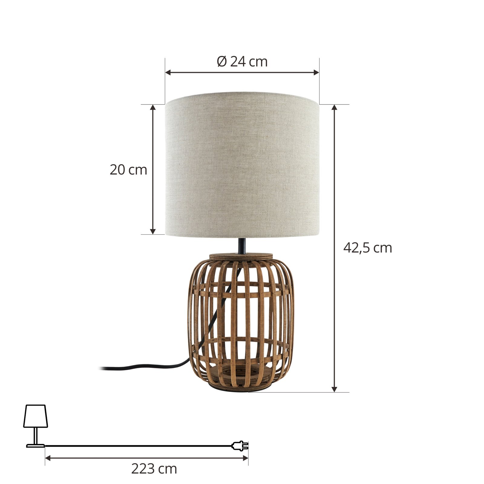 Marzanna Pöytävalaisin Grey/Wood - Lindby