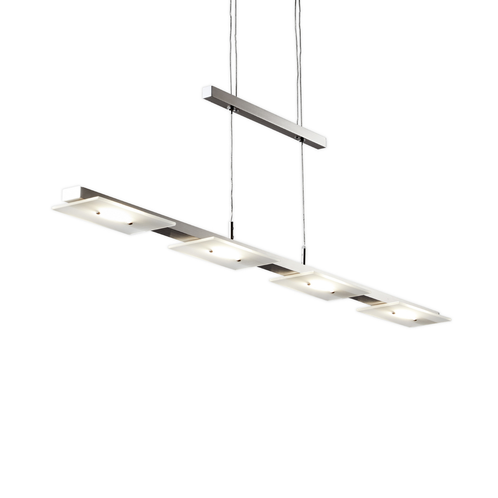 LED-висяща лампа Dina, 4-светлинна, никел, регулируема по височина, 3000 K LED-висяща лампа Dina, 4-светлинна, никел, регулируема по височина, 3000 K