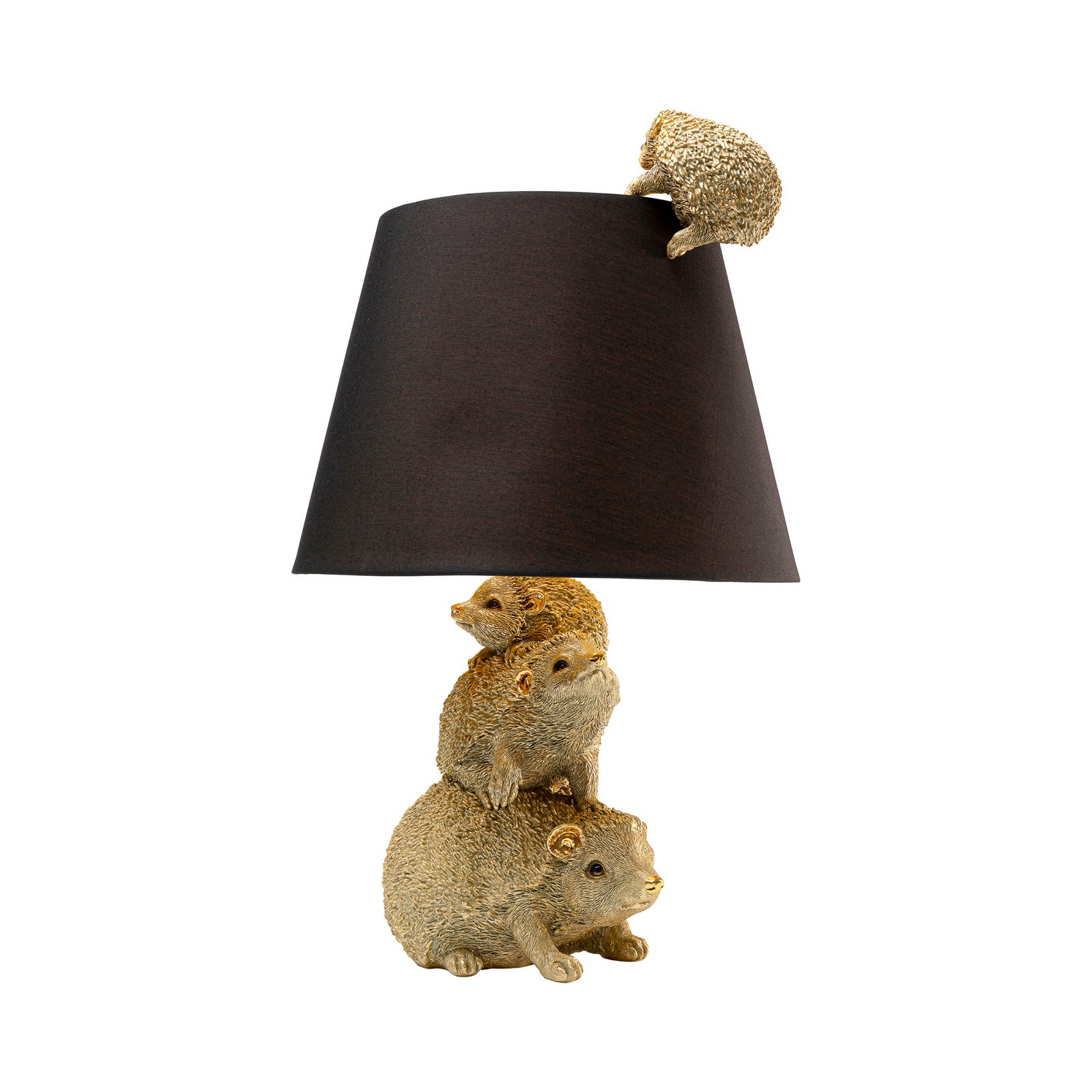 Kare galda lampa Animal Hedgehog Family, zelta/brūna, E27