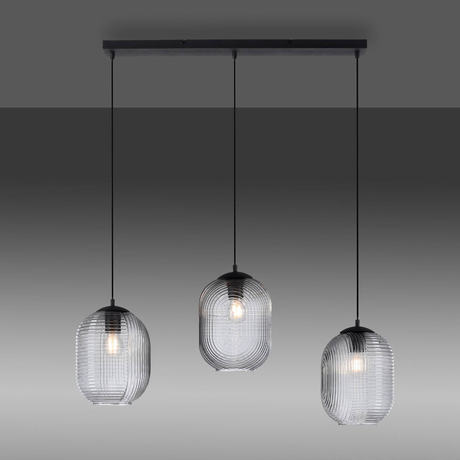 Lampa wisząca Paul Neuhaus Shitake, dymny szary, szkło, 86 cm, E27