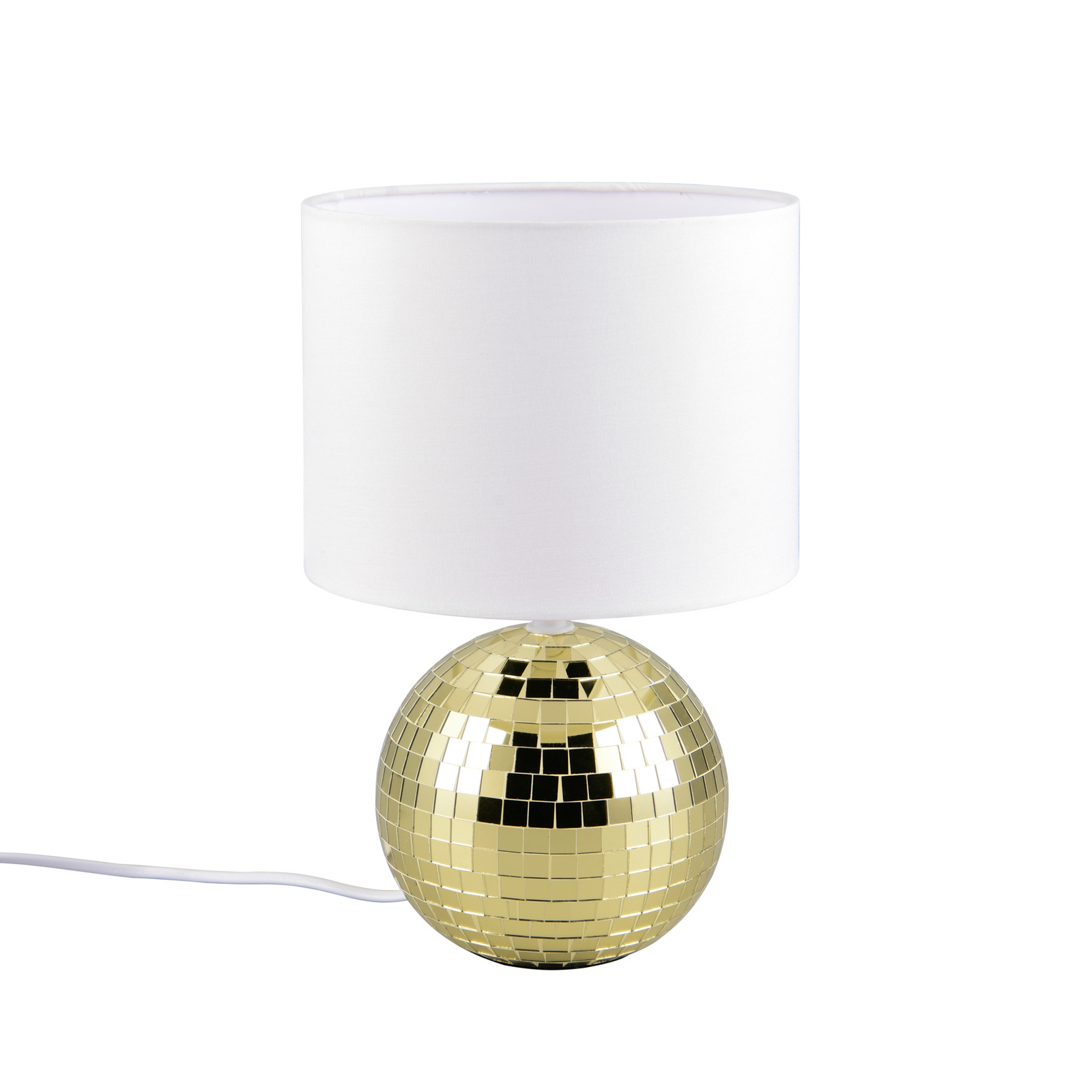 Lampe à poser Glitza dorée/blanche, tissu, plastique, E14
