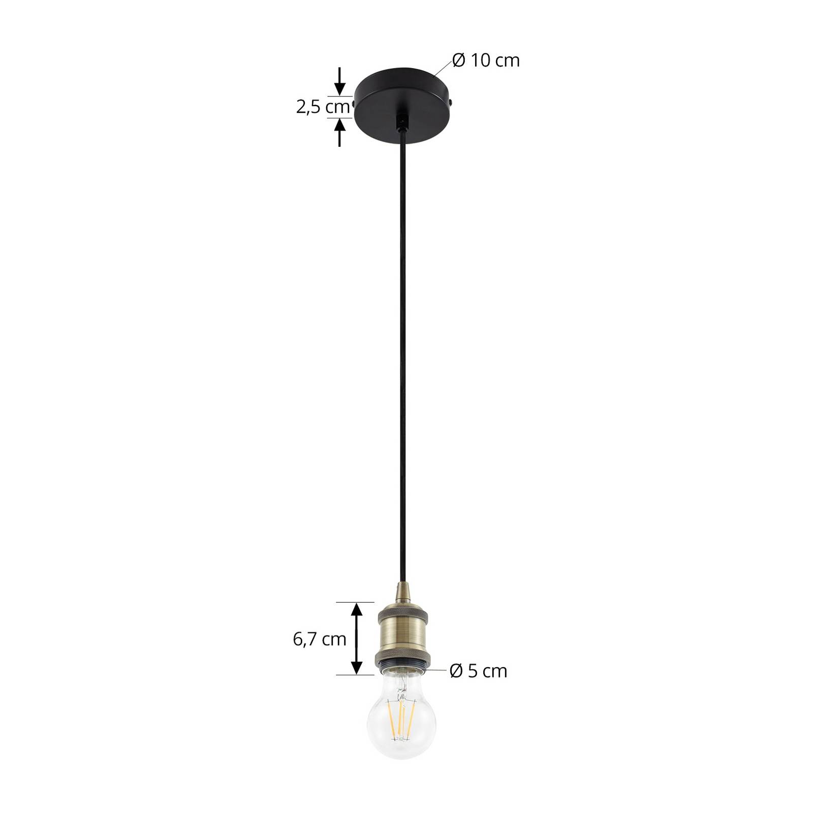 Lampa wisząca Lindby Hattie, mosiądz, Ø 5 cm, metal, E27