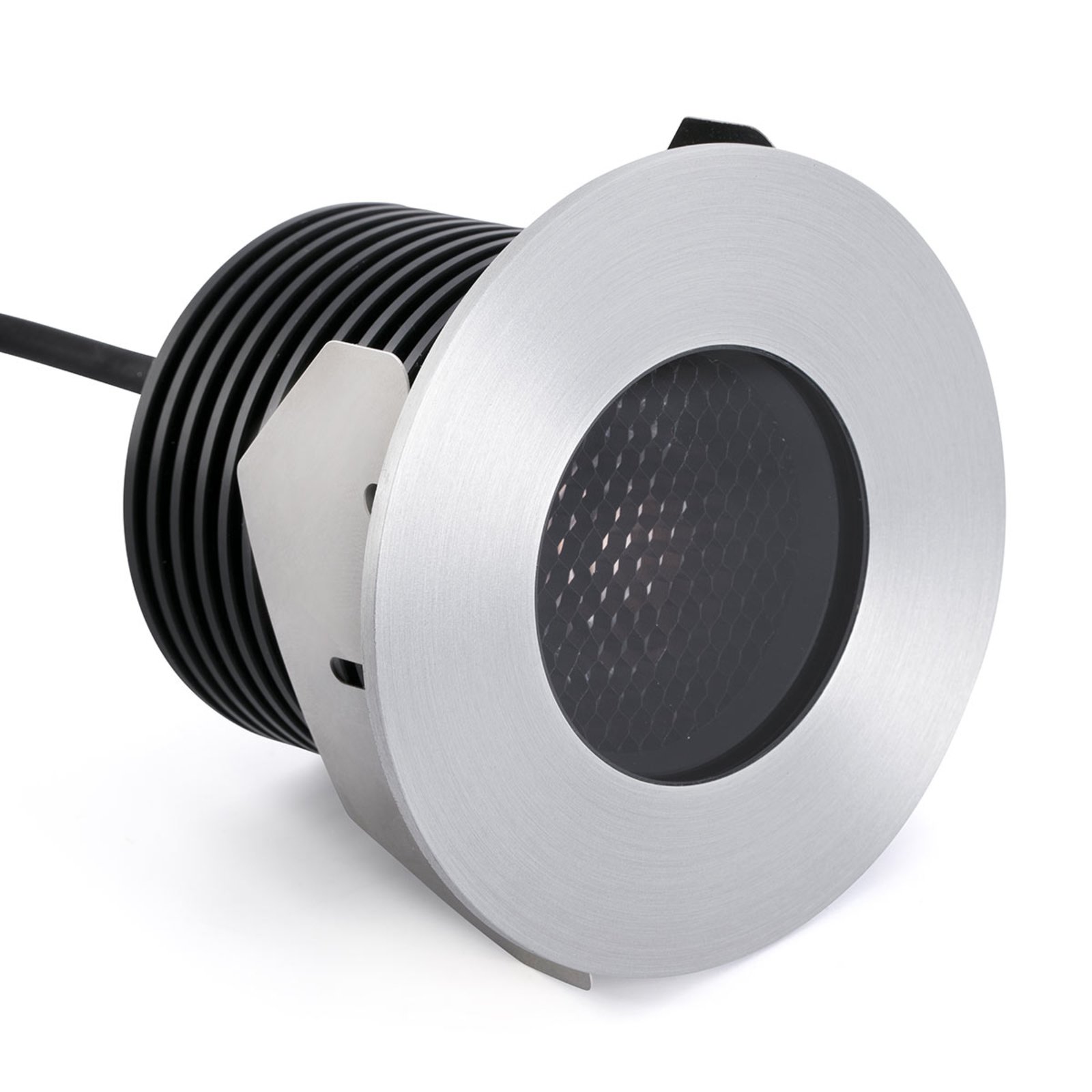 Spot encastré LED Grund, couleur nickel, Ø 9 cm, alu/inox