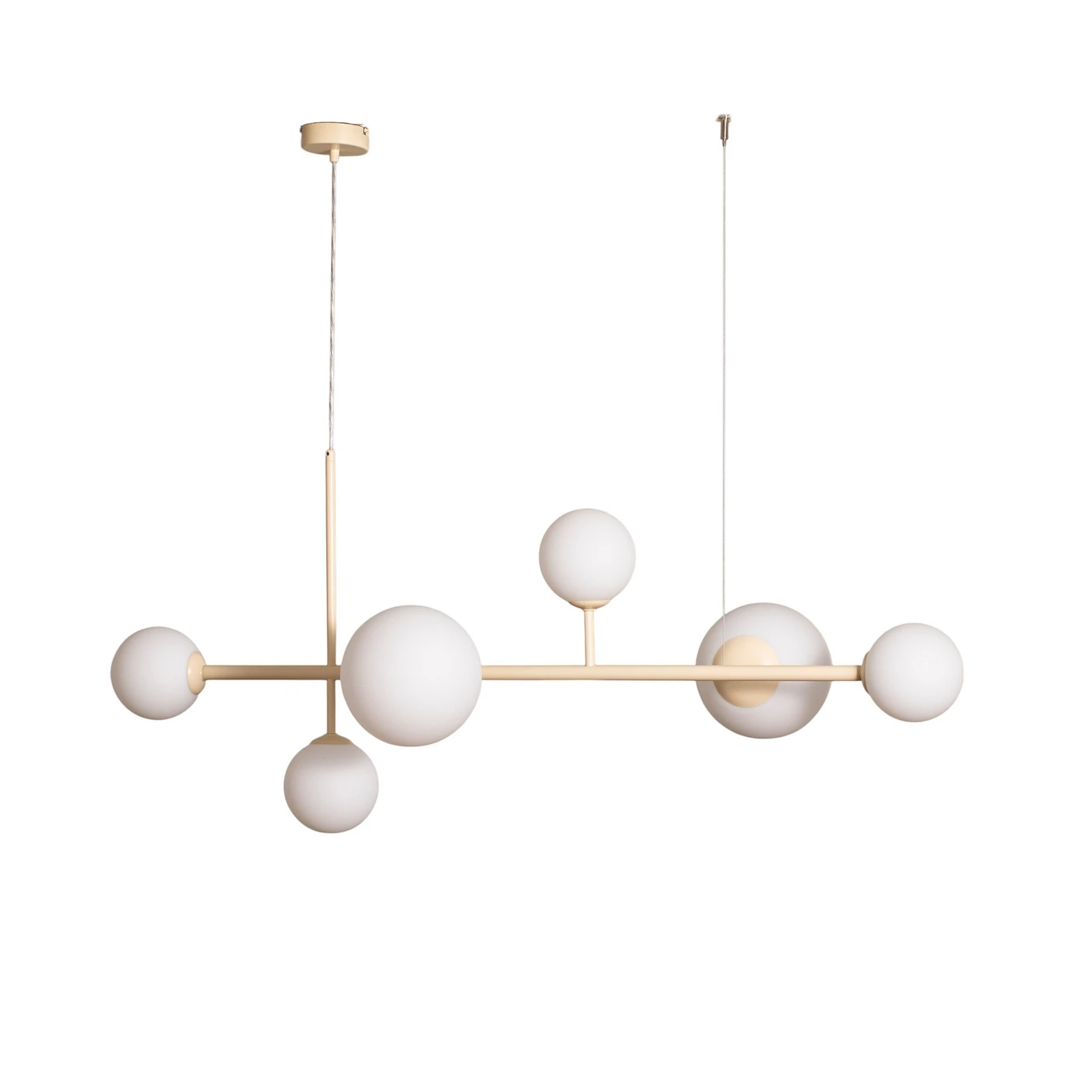 Hänglampa Dione, opal/kräm, 6 lampor