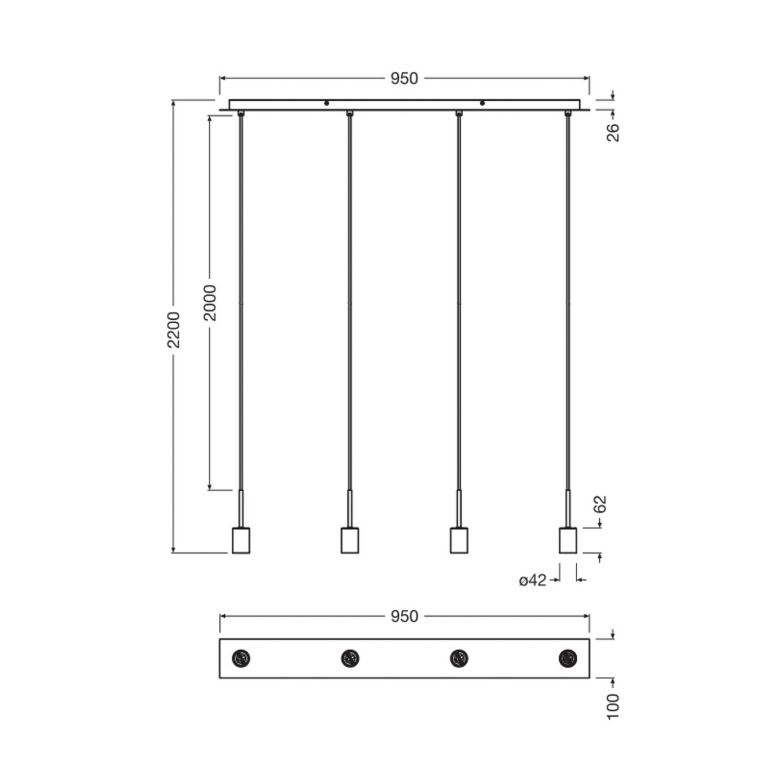 Żyrandol OSRAM Decor Needle Linear beżowa, stal, 4-punktowa E27