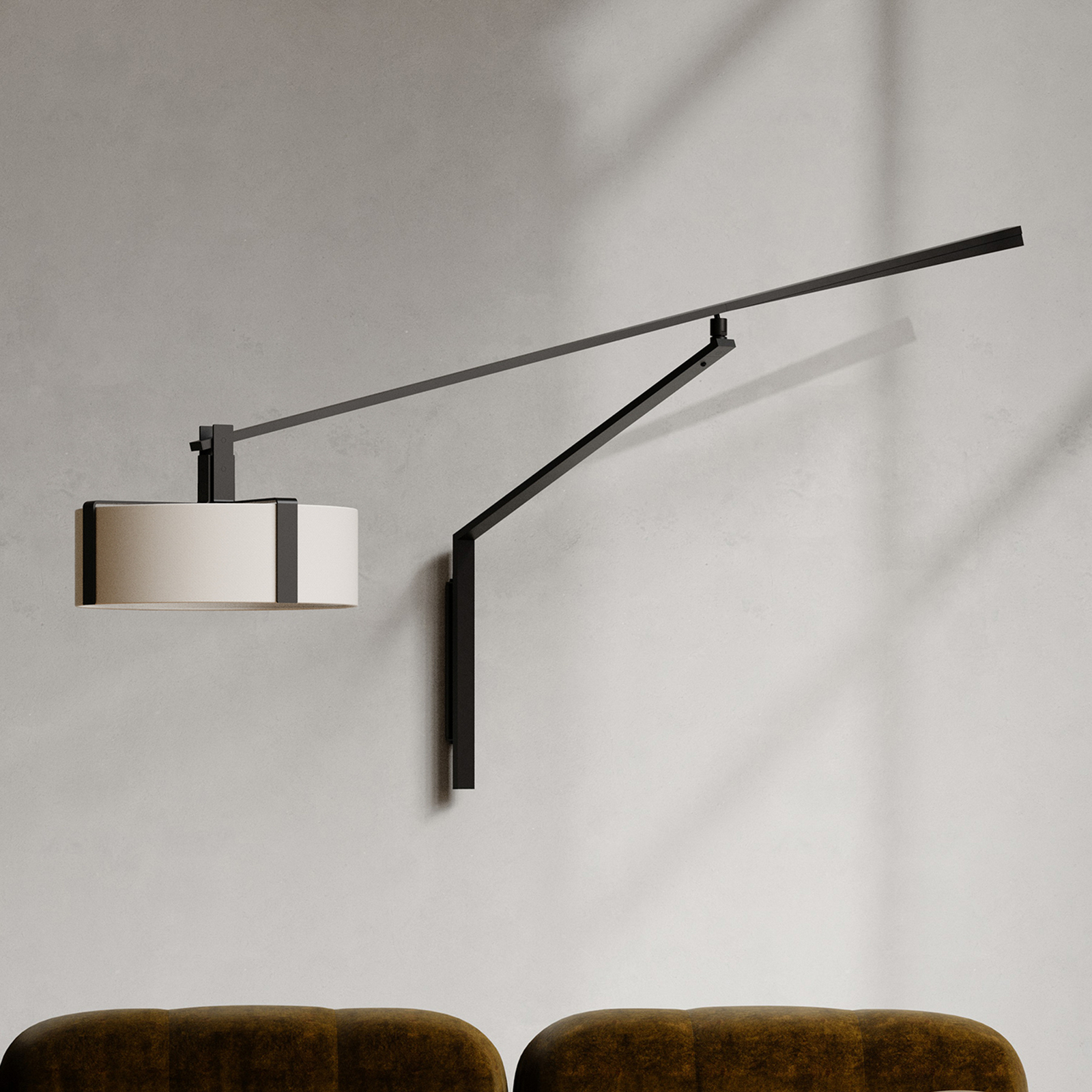 Candeeiro de parede OKOLO preto, Ø 47 cm, metal/tecido, E27-LED - GRUPA Candeeiro de parede OKOLO preto, Ø 47 cm, metal/tecido, E27-LED - GRUPA
