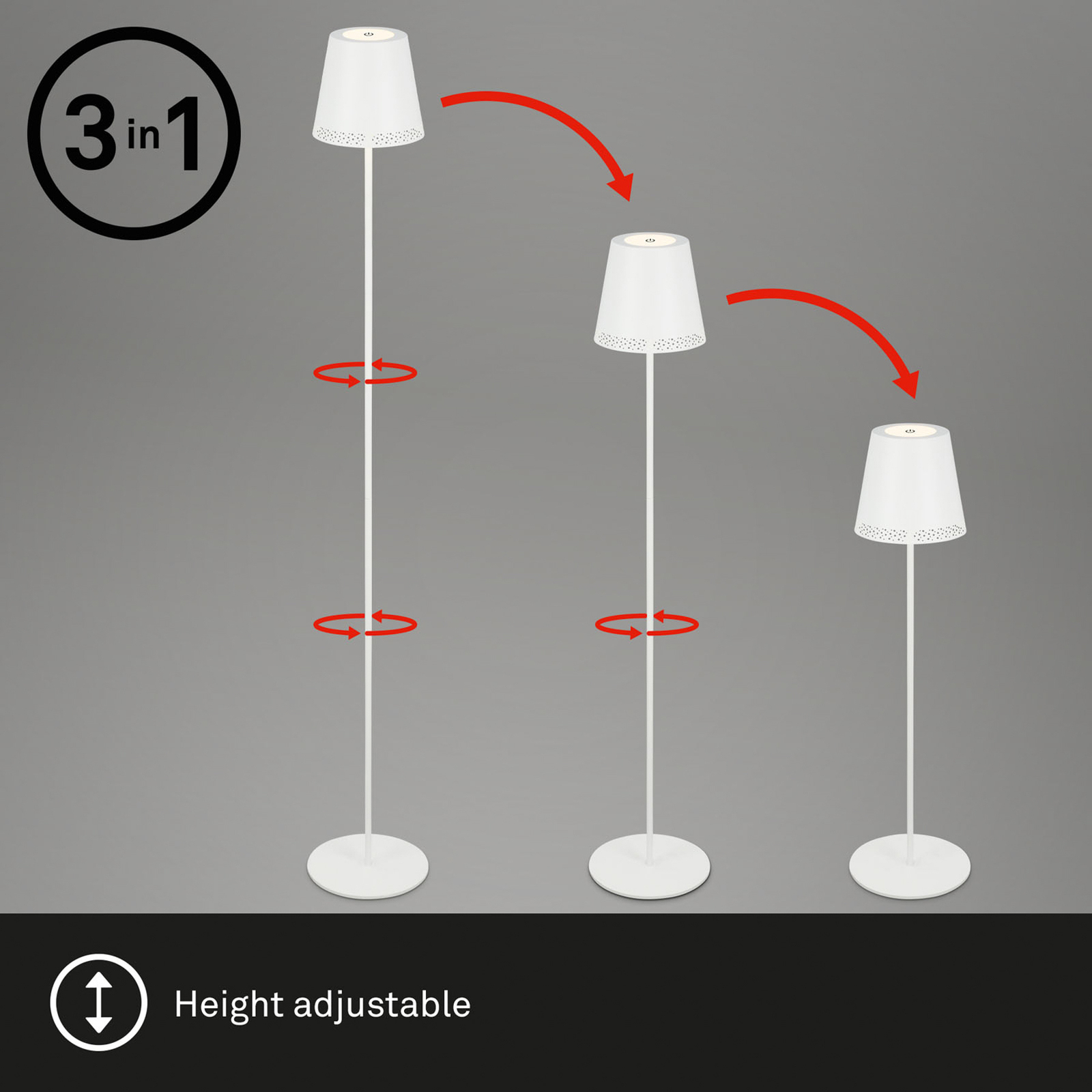 Kiki LED floor lamp with rechargeable battery, 2,700K, white