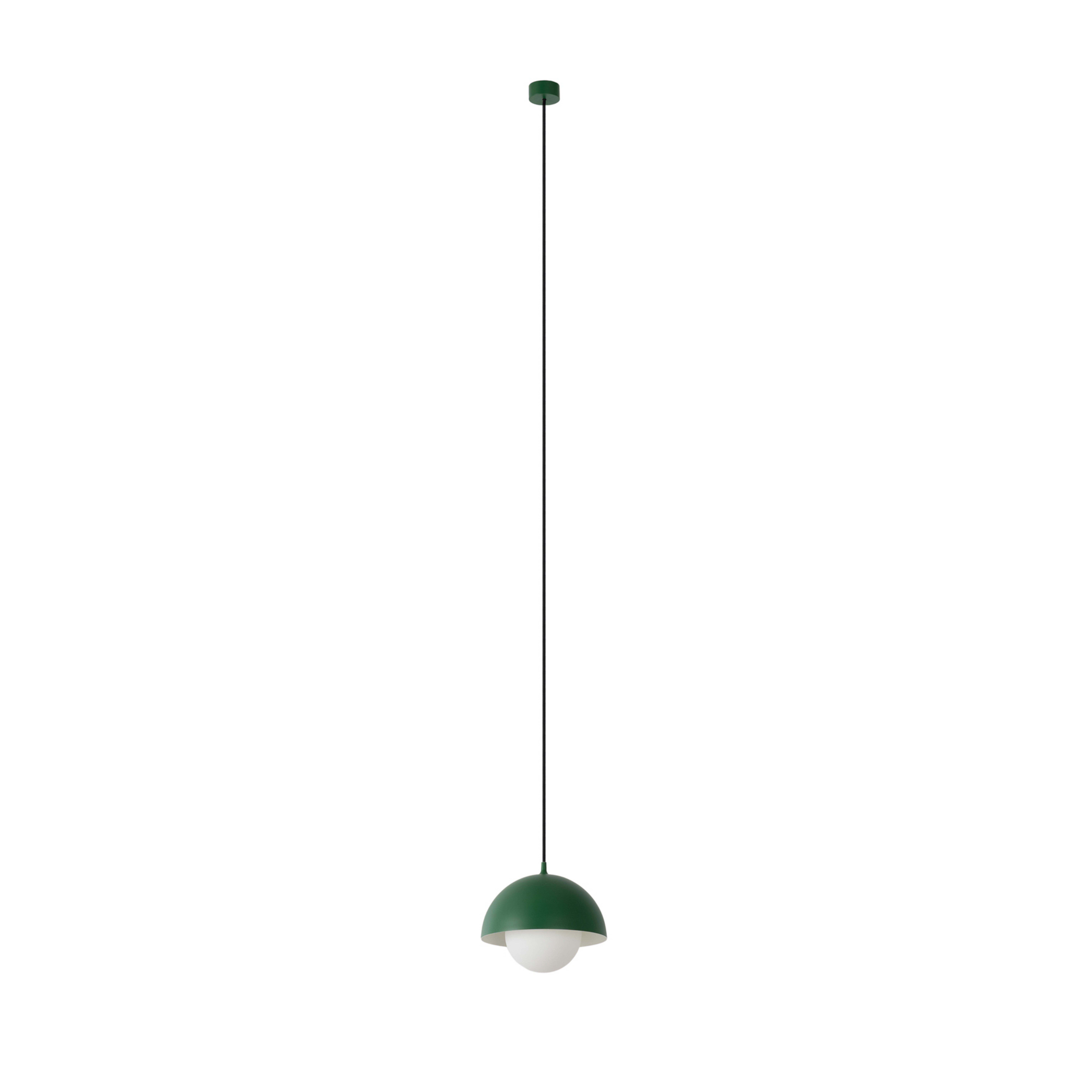 Lampada a sospensione Hide, Ø 22 cm, verde scuro, E14, alluminio/vetro - Nola