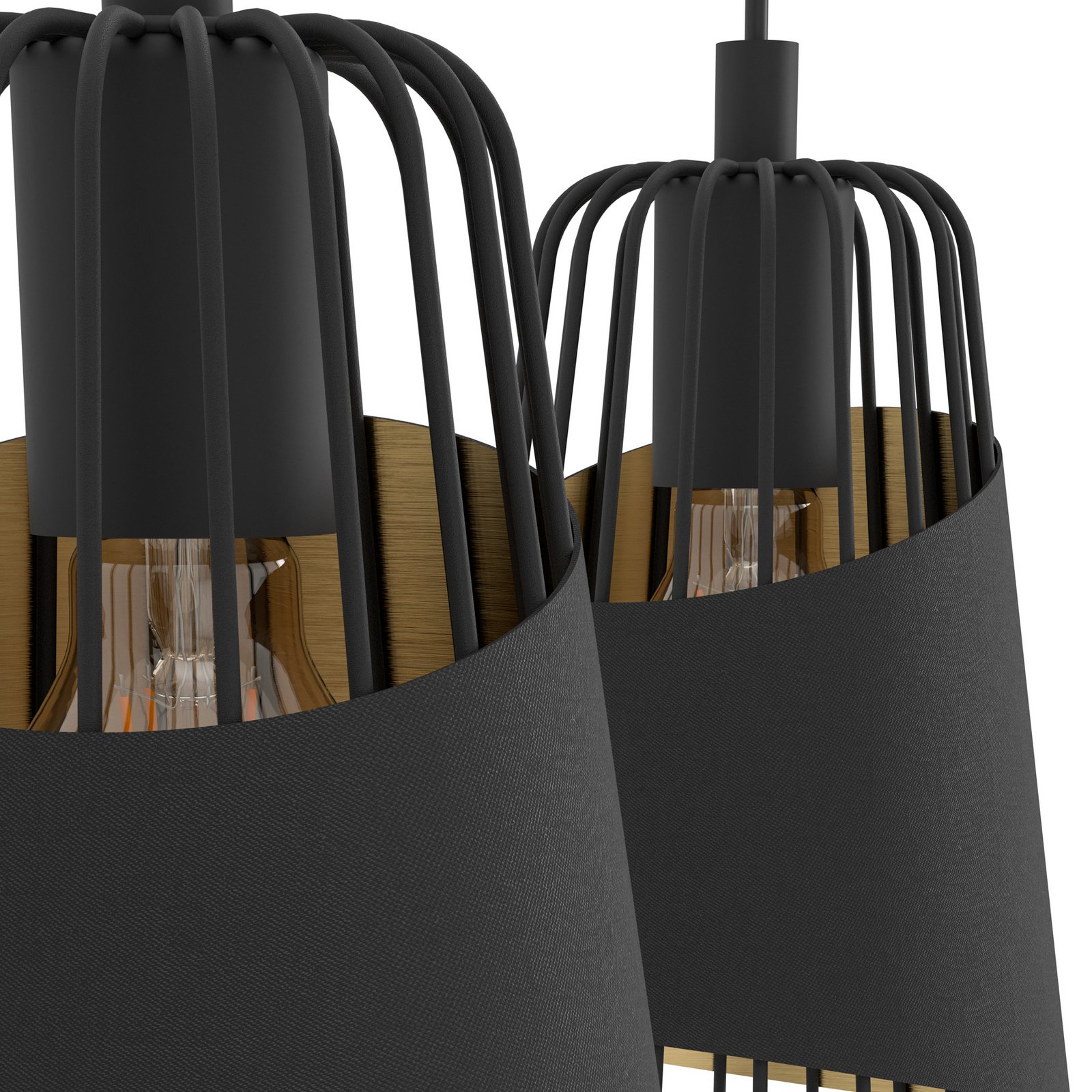 Austell piekaramā lampa, garums 76,5 cm, melna/zelta, 3 gaismas.