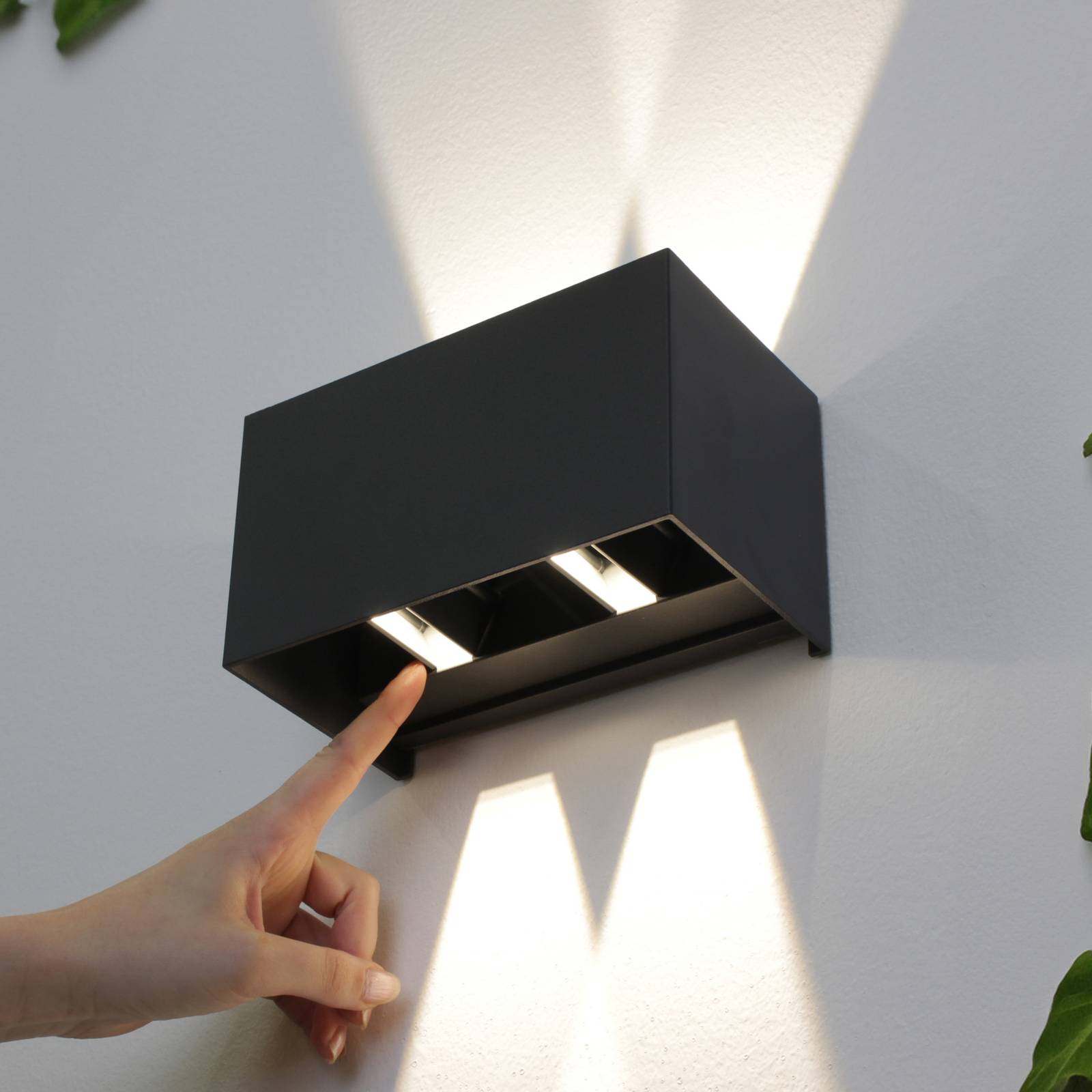 Eco-Light Applique d'extérieur LED Dakar, anthracite, largeur 17,3 cm, aluminium
