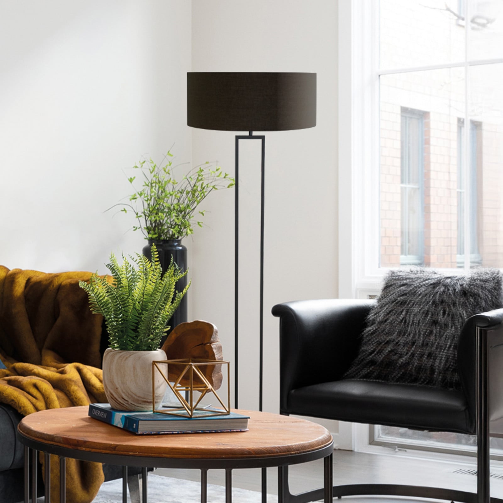 Steinhauer Lampadar Stang negru/negru-auriu înălțime 160 cm chintz - Camera de zi / sufragerie - Modern - negru negru-auriu - Țesătură / Textil