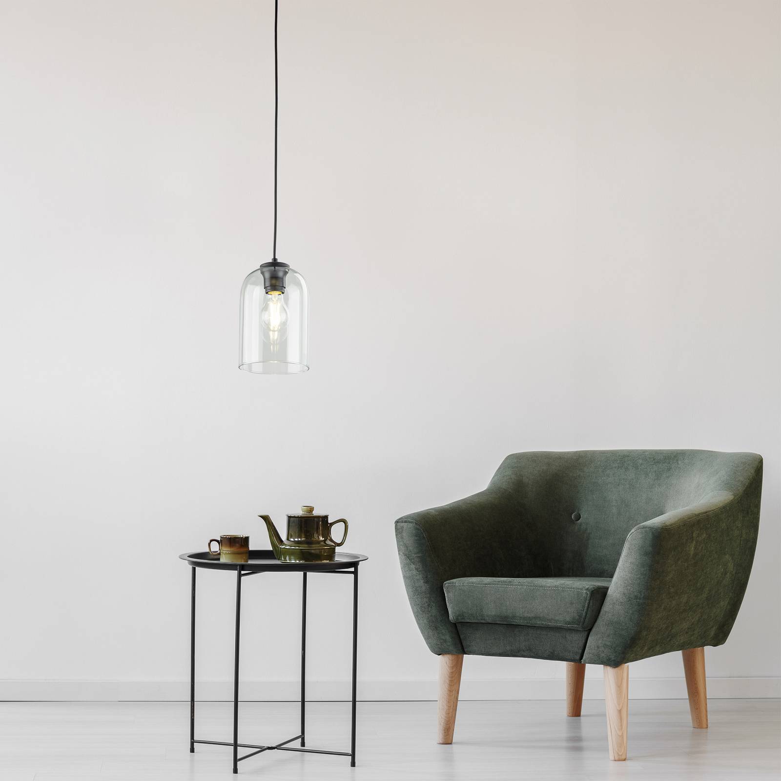 Lampa wisząca Molly, zielona, Ø 14 cm, metal/szkło