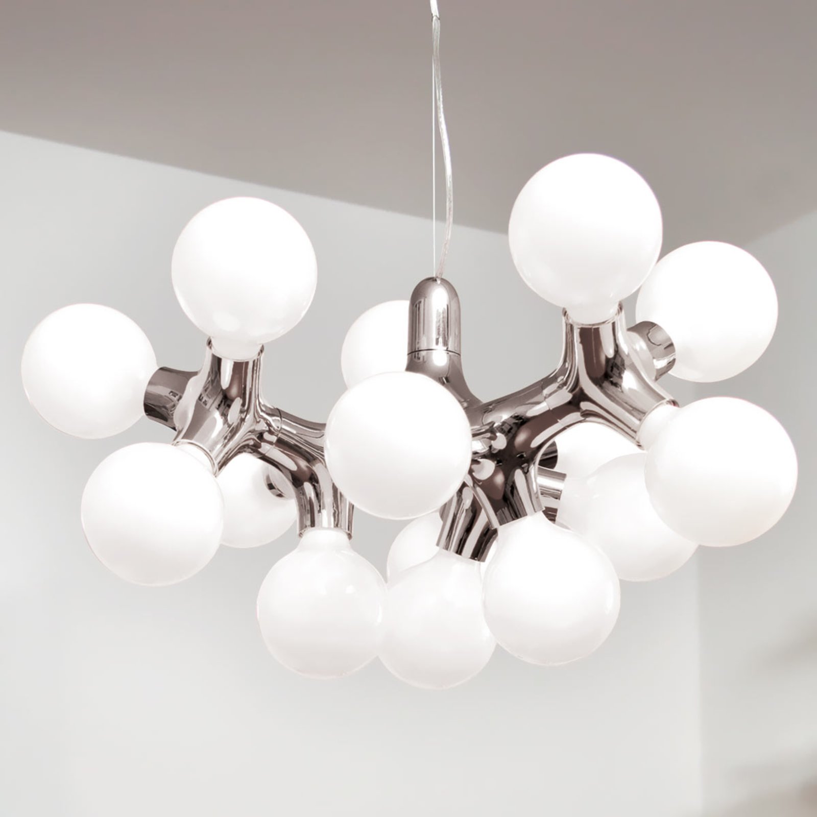 next DNA Chandelier XL - chandelier in chrome, for Living / Dining Room, ABS, E27, 28 W, energy efficiency: A++