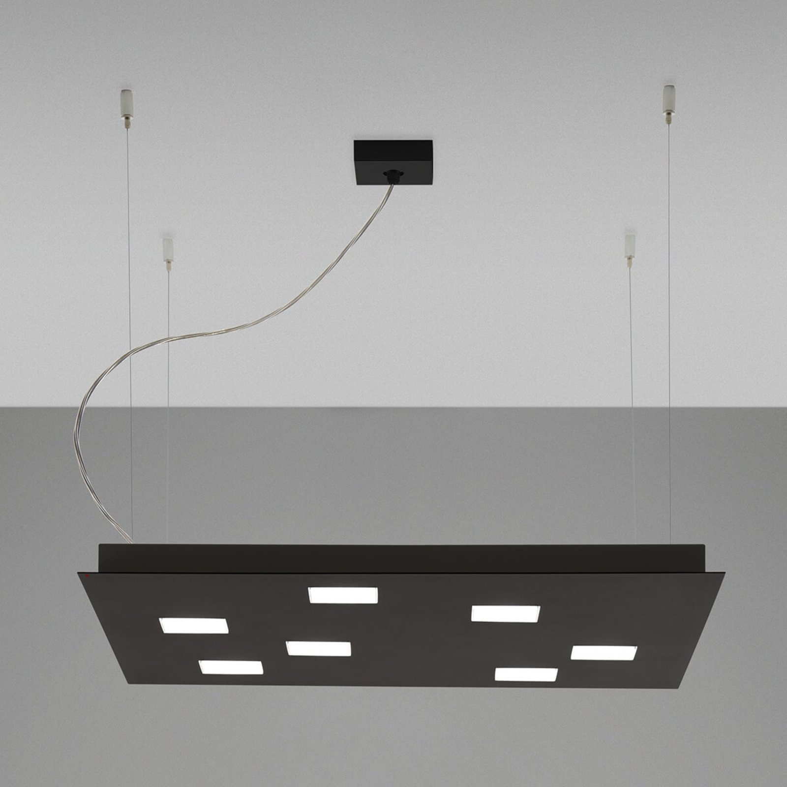 Fabbian Quarter čierne LED závesné svietidlo 7-pl.