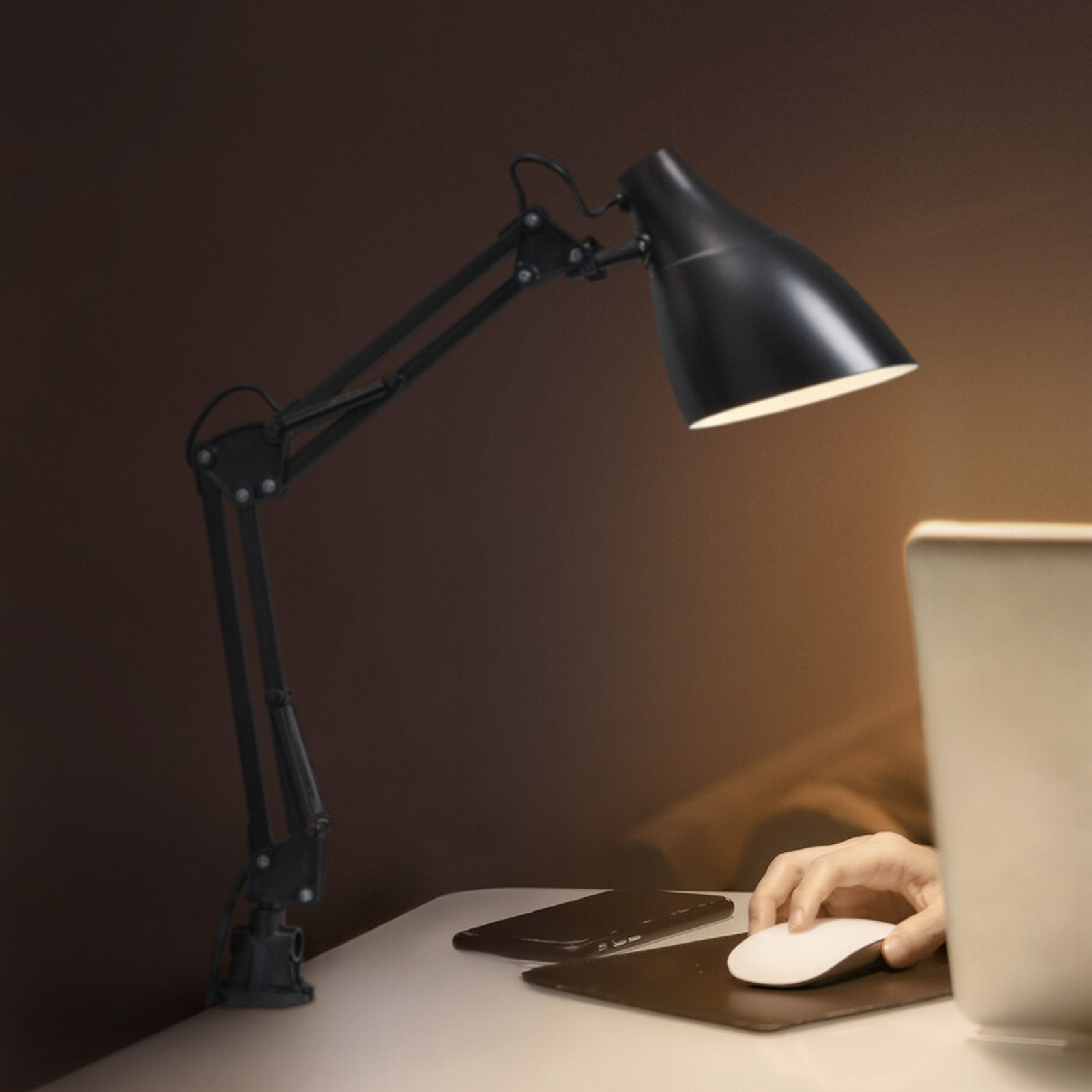 Lampa cu clemă OSRAM Office Line Desk Pear Clip, negru, E27