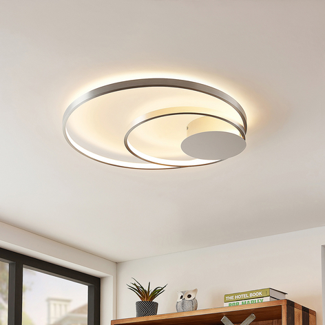Lindby Nerwin LED-taklampe, rund, alu/krom