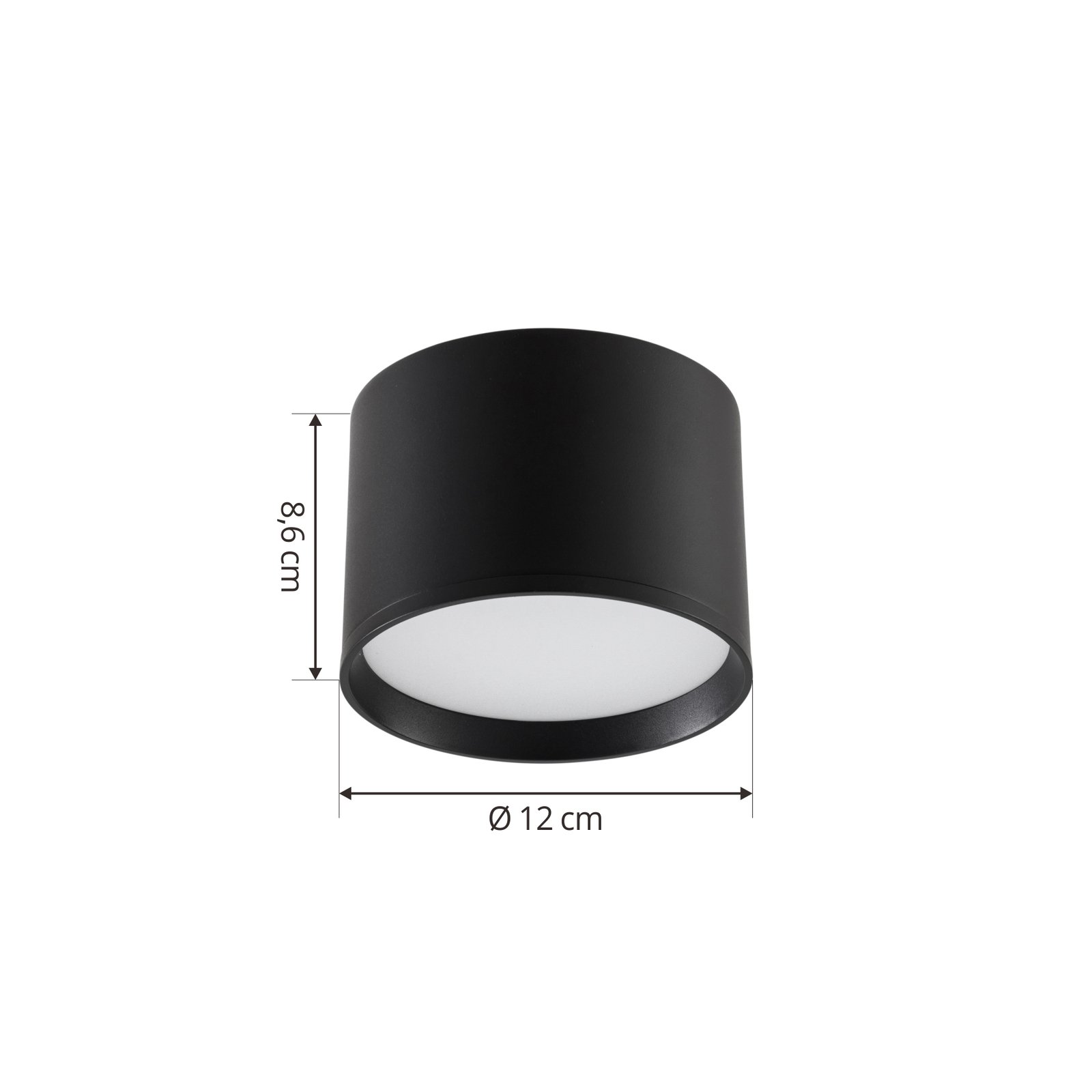 Lindby LED-spotlight Nivoria, Ø 12 cm, 15 W, svart, metall