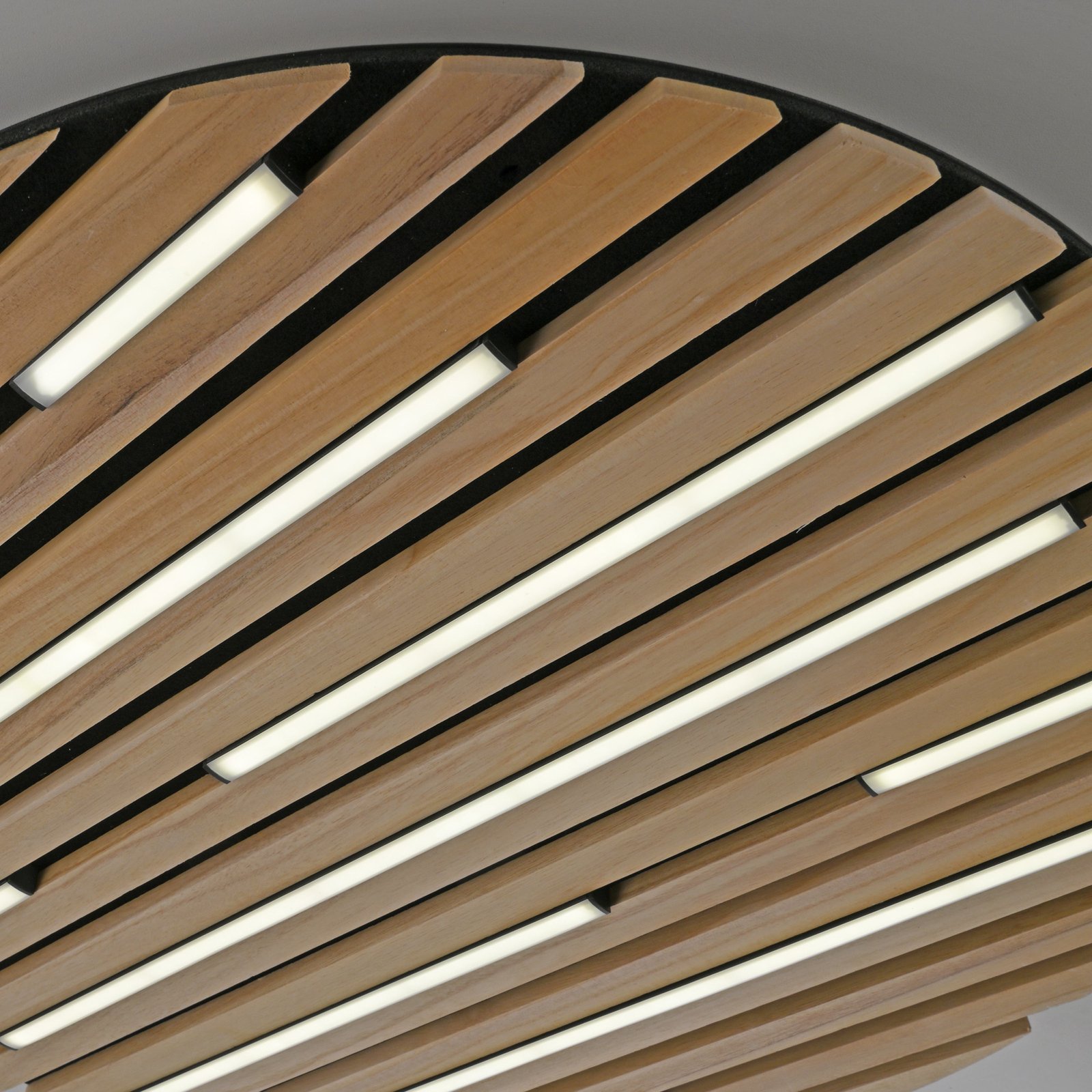 Paul Neuhaus Smart LED ceiling light Q-Acoustic, wood Ø 60 cm