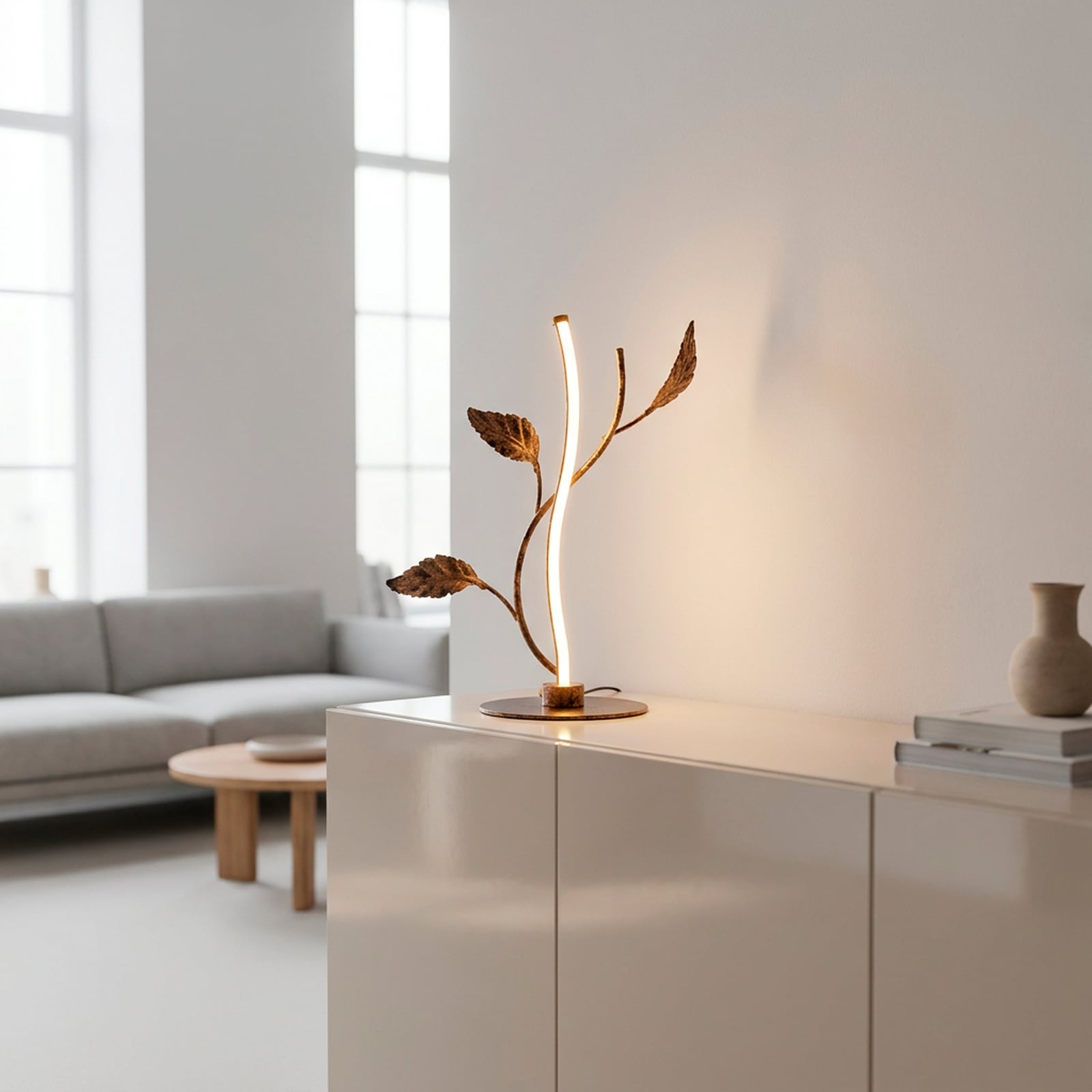 Lámpara de mesa LED Aurelia, marrón óxido, metal, 2.700 K, atenuador Lámpara de mesa LED Aurelia, marrón óxido, metal, 2.700 K, atenuador
