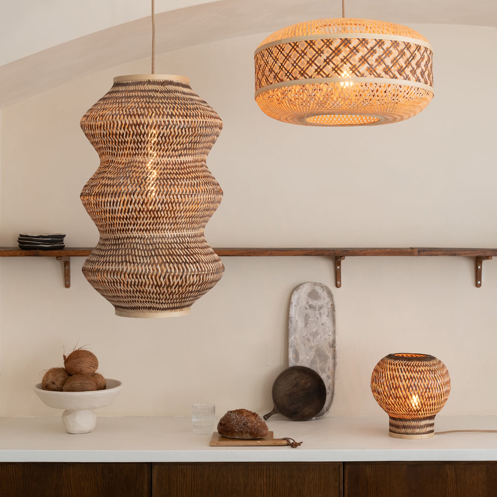 GOOD & MOJO Suspension Barbados, naturel/marron, Ø 40 cm, E27 GOOD & MOJO Suspension Barbados, naturel/marron, Ø 40 cm, E27