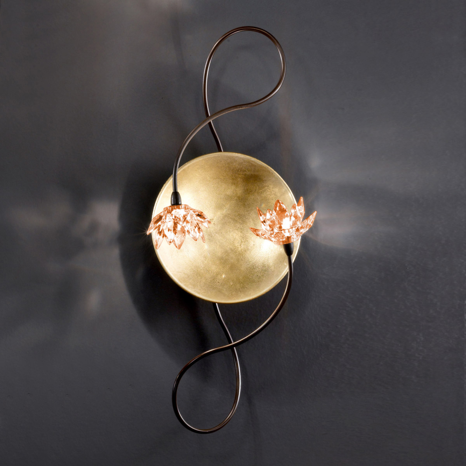 Fleurige wandlamp FIORELLA, 2-lichts, amber