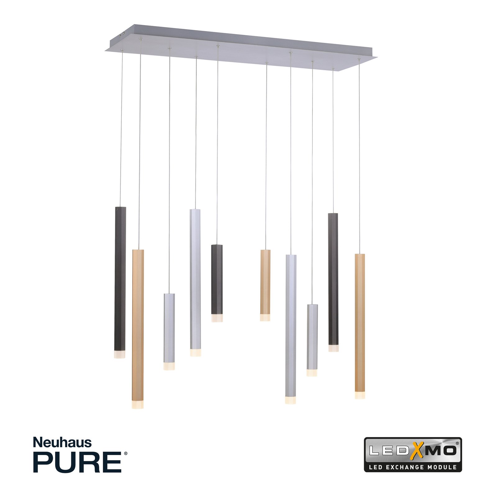 Paul Neuhaus Pure-Gemin LED hanglamp 10-lamps mix
