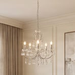 Lucande Solveig chandelier, Ø 60 cm, 5-bulb, chrome