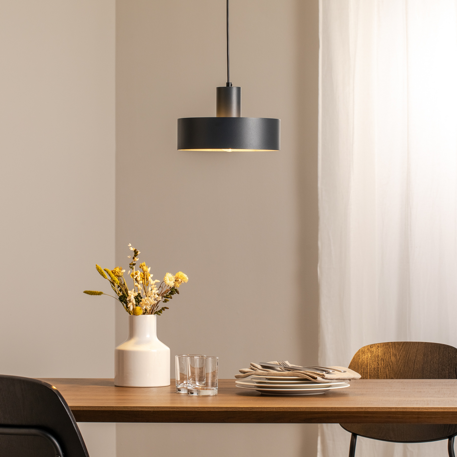 Rif M pendant light, anthracite, 1-bulb, Ø 25 cm, steel