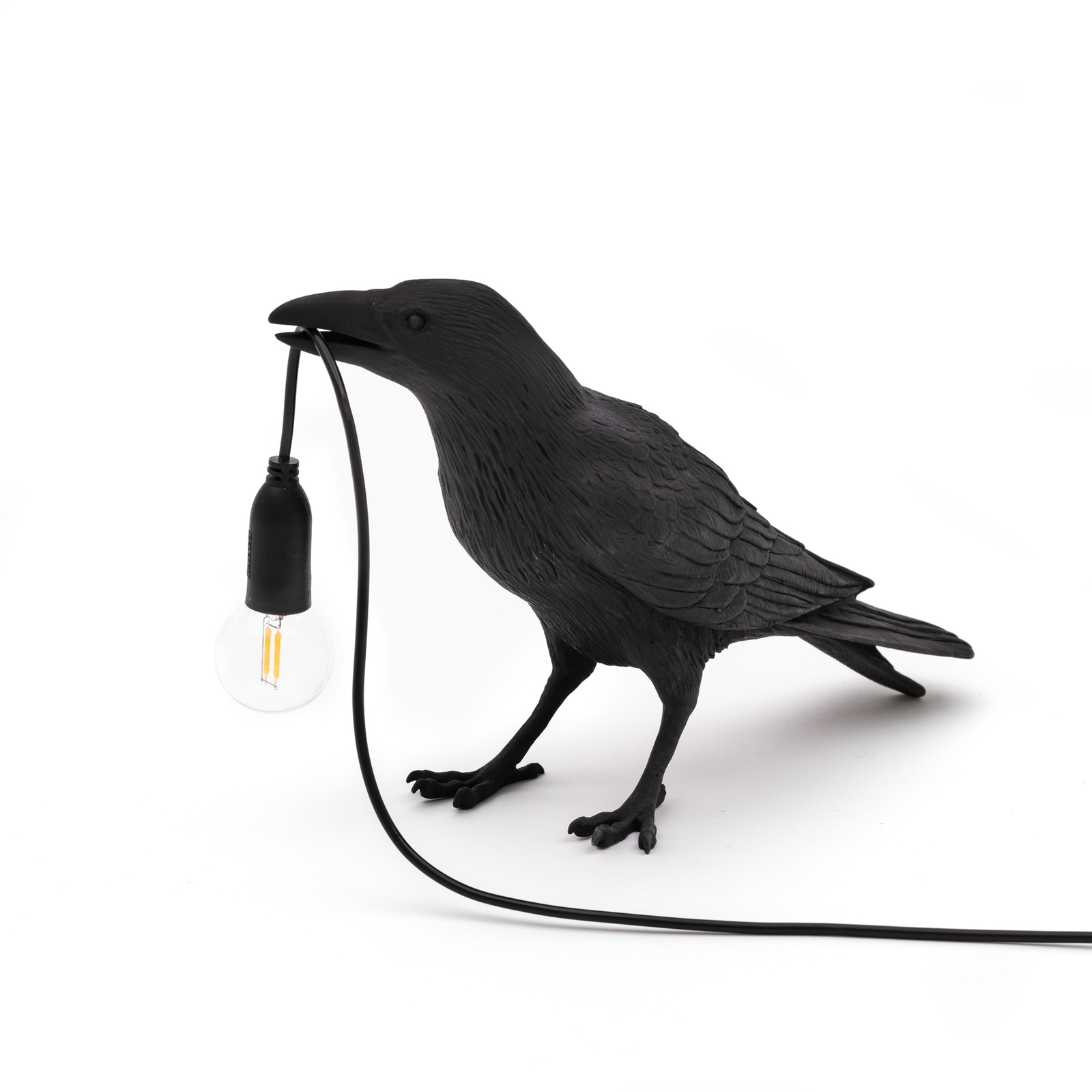 LED deko stolní lampa Bird Lamp, čekající, černá