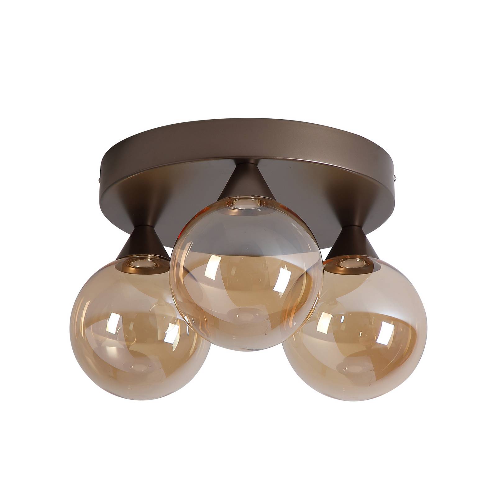 LED-Deckenleuchte Opus Lux, 3-fl., bronze, Glas amber, CCT