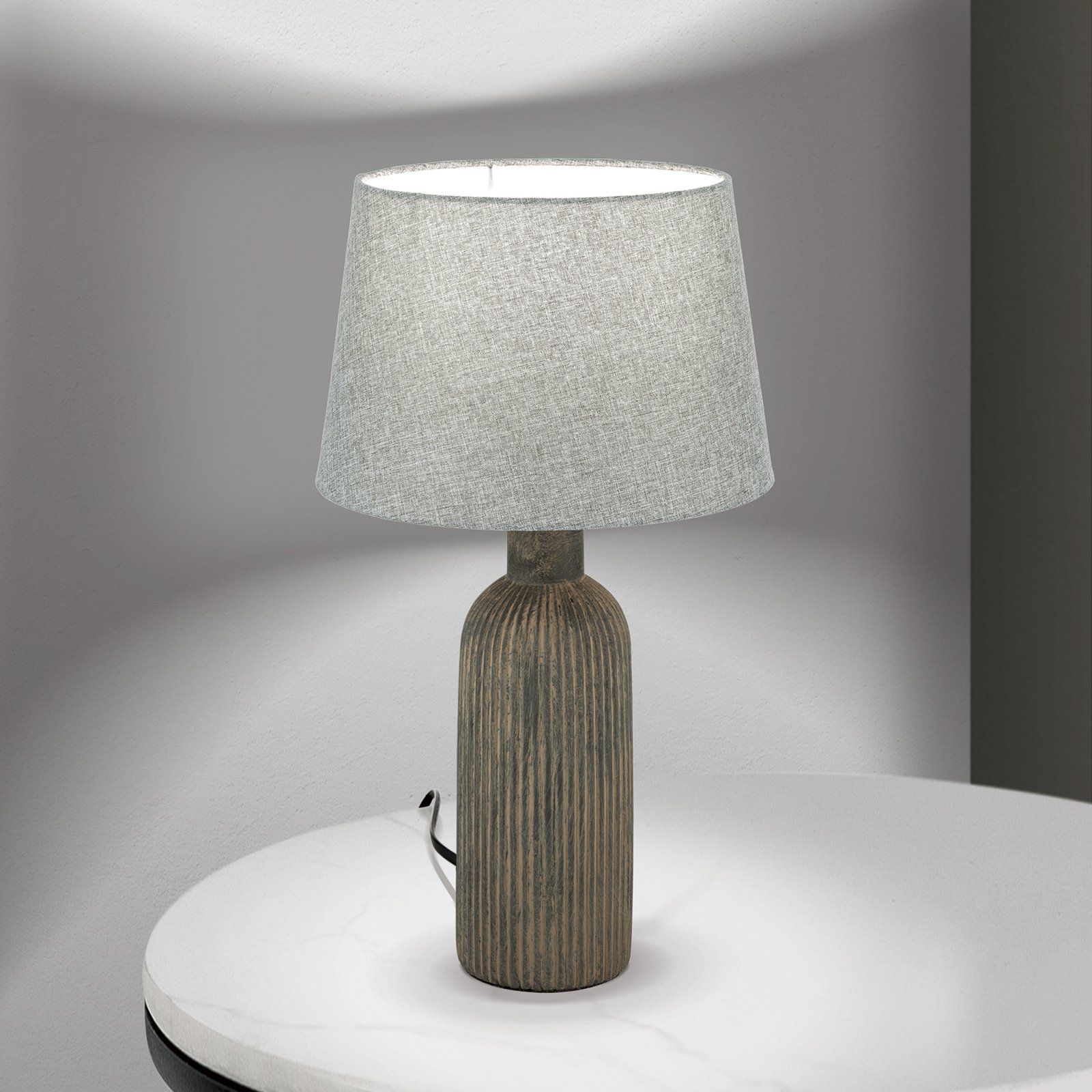 Orchid table lamp, brown/grey, height 53.5 cm, ceramic/linen