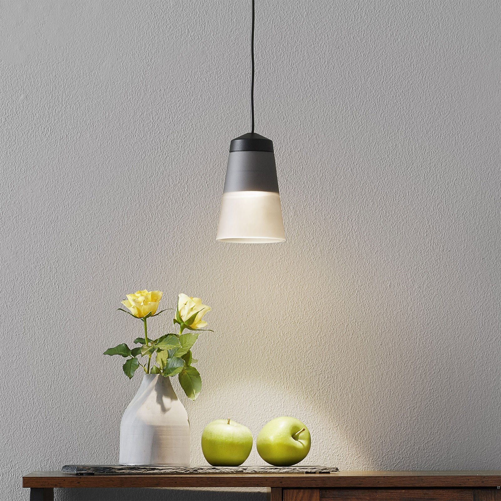 LOUM Leo 2 pendant light, smoked glass Ø 9.8 cm, for Living / Dining Room, aluminium, glass, GU10, 9 W, energy efficiency: A++, H: 15 cm