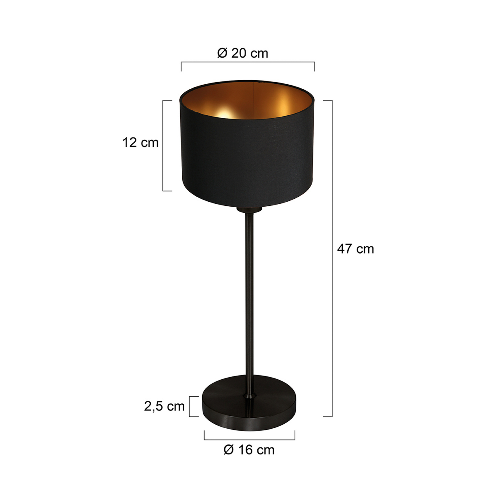 Tafellamp Noor zwart/chintz zwart-goud, hoogte 47 cm, E27