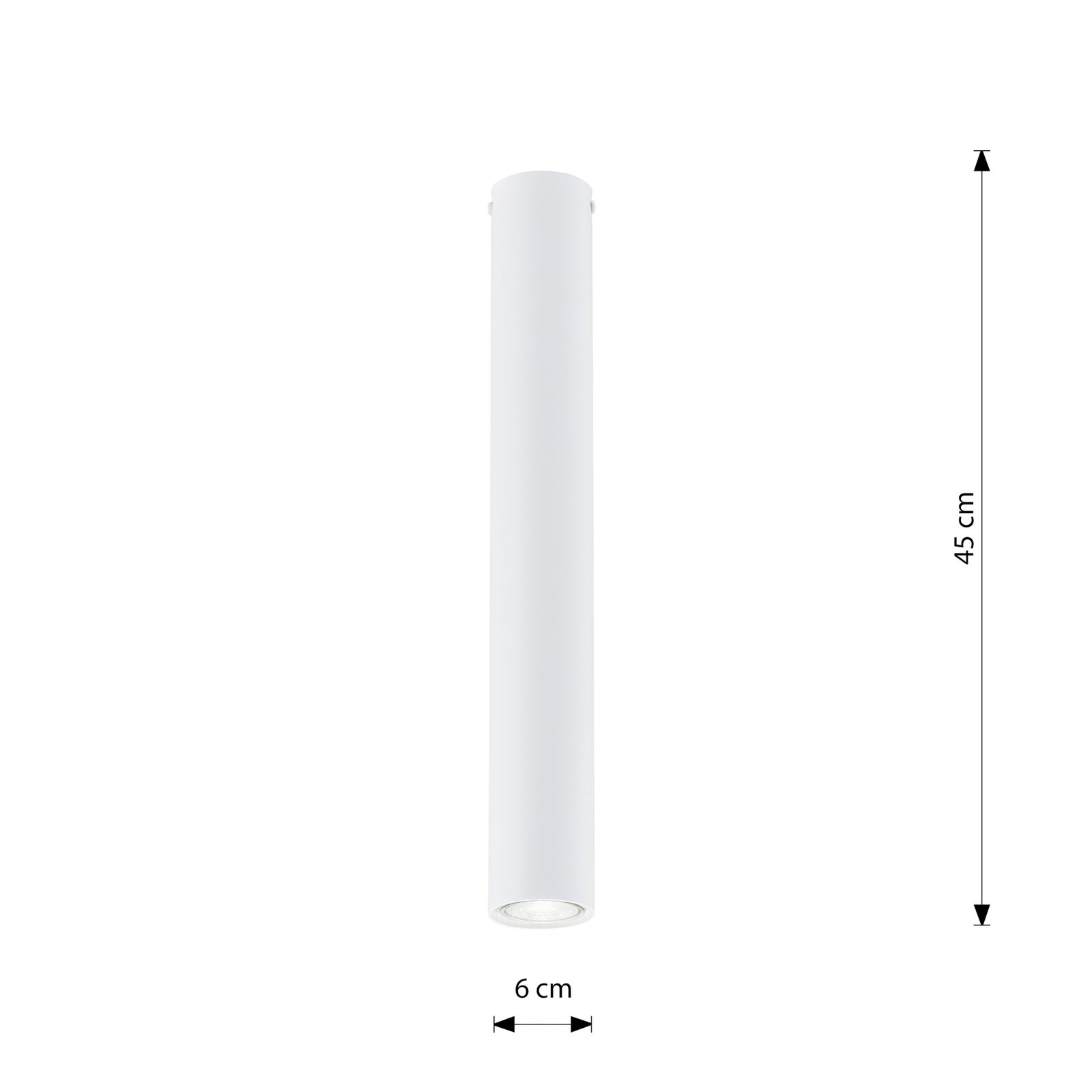 Spot pour plafond Tecno 1L, acier, GU10, hauteur 45 cm, blanc