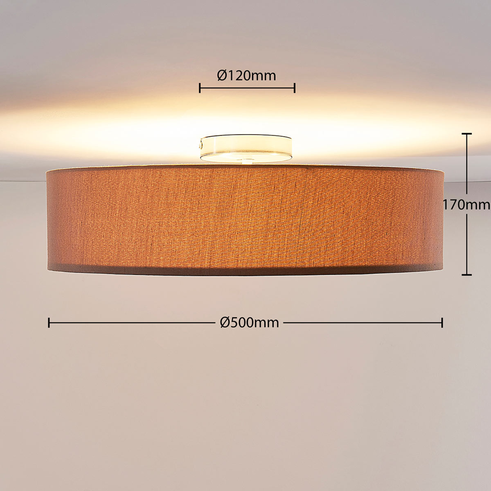 Plafón Sebatin para bombillas E27, 50 cm, marrón