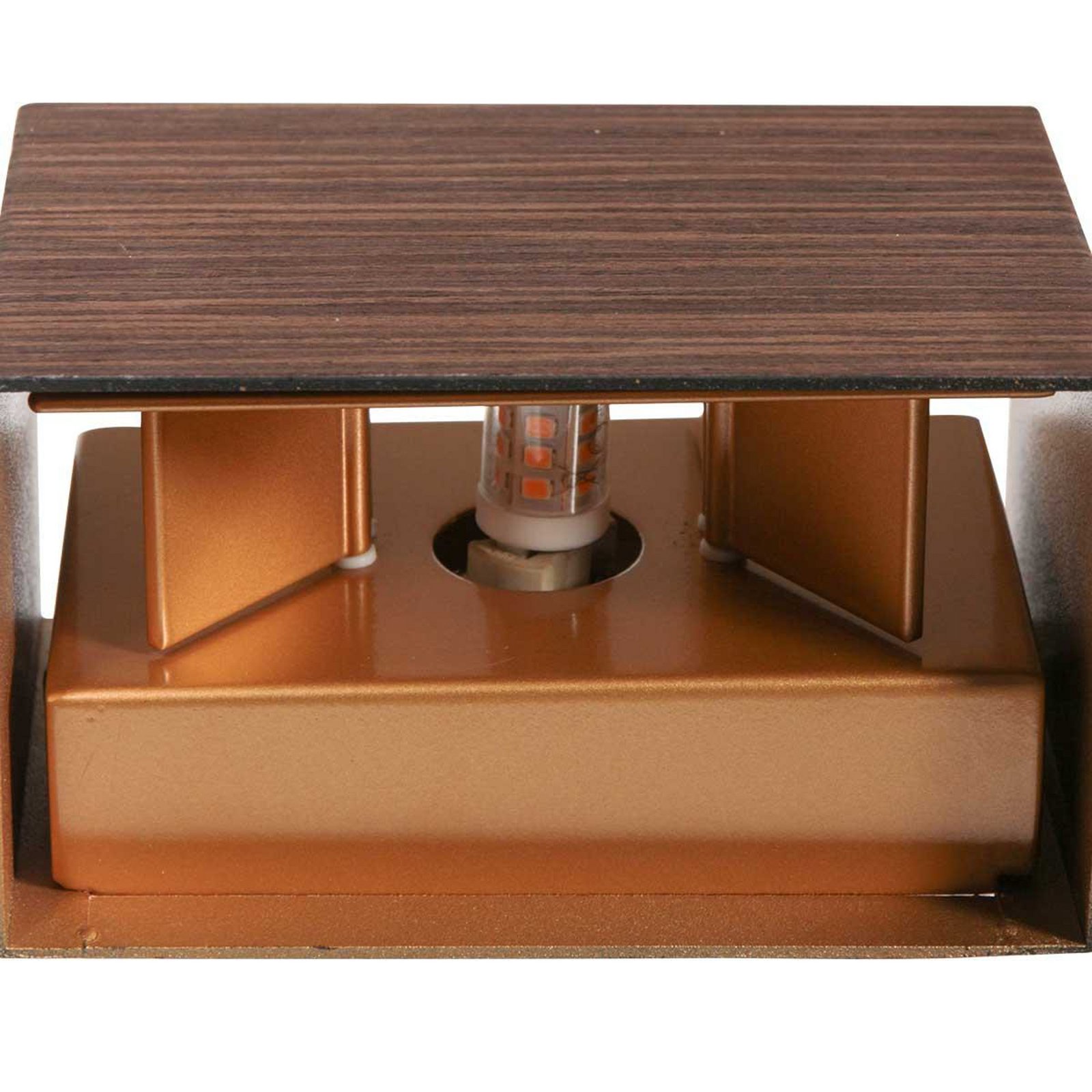 LED wall light Muro 3365, wood look, angular, G9, 2,700 K