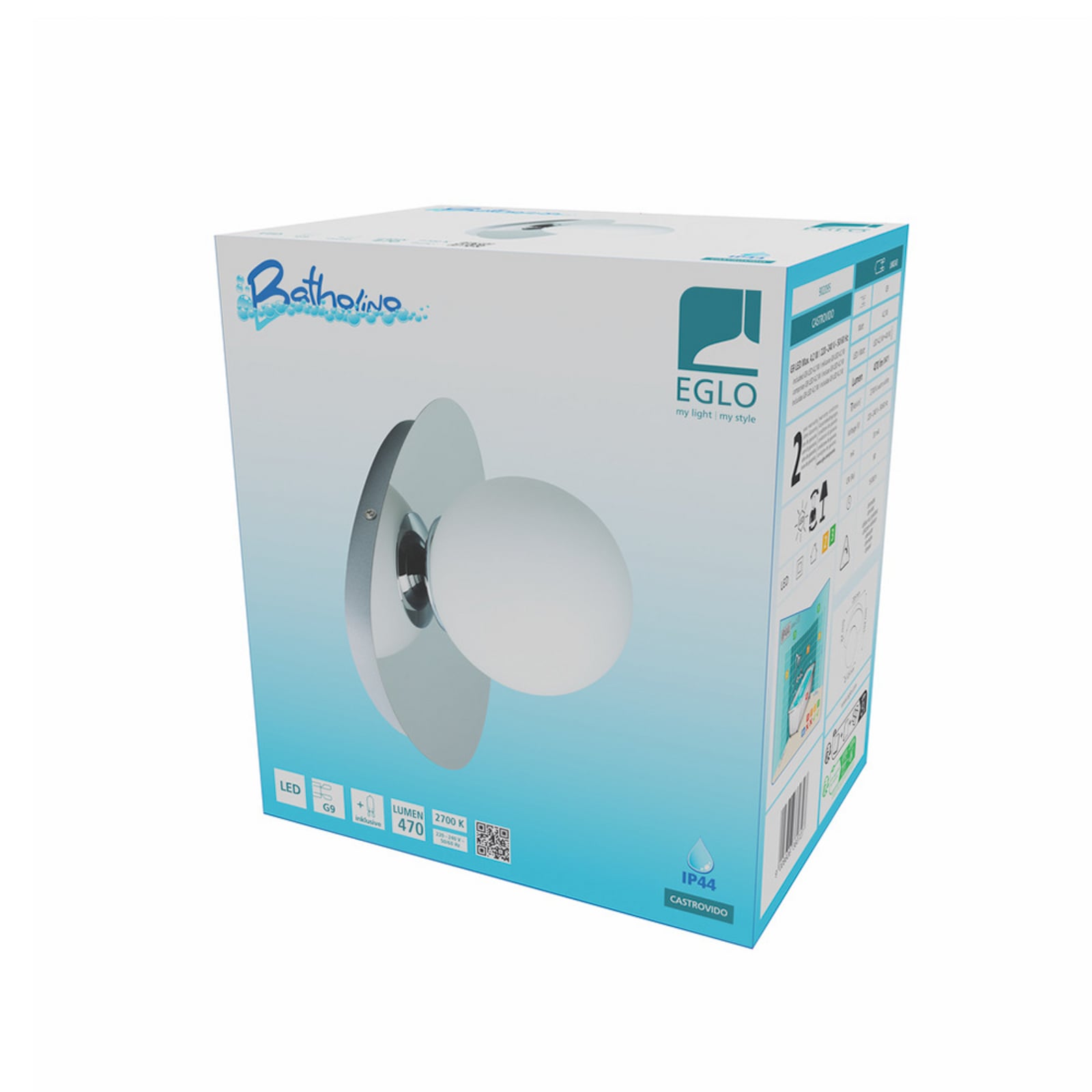 EGLO plafondlamp CASTROVIDO chroom 24 cm, 1-lamp, IP44 G9-LED