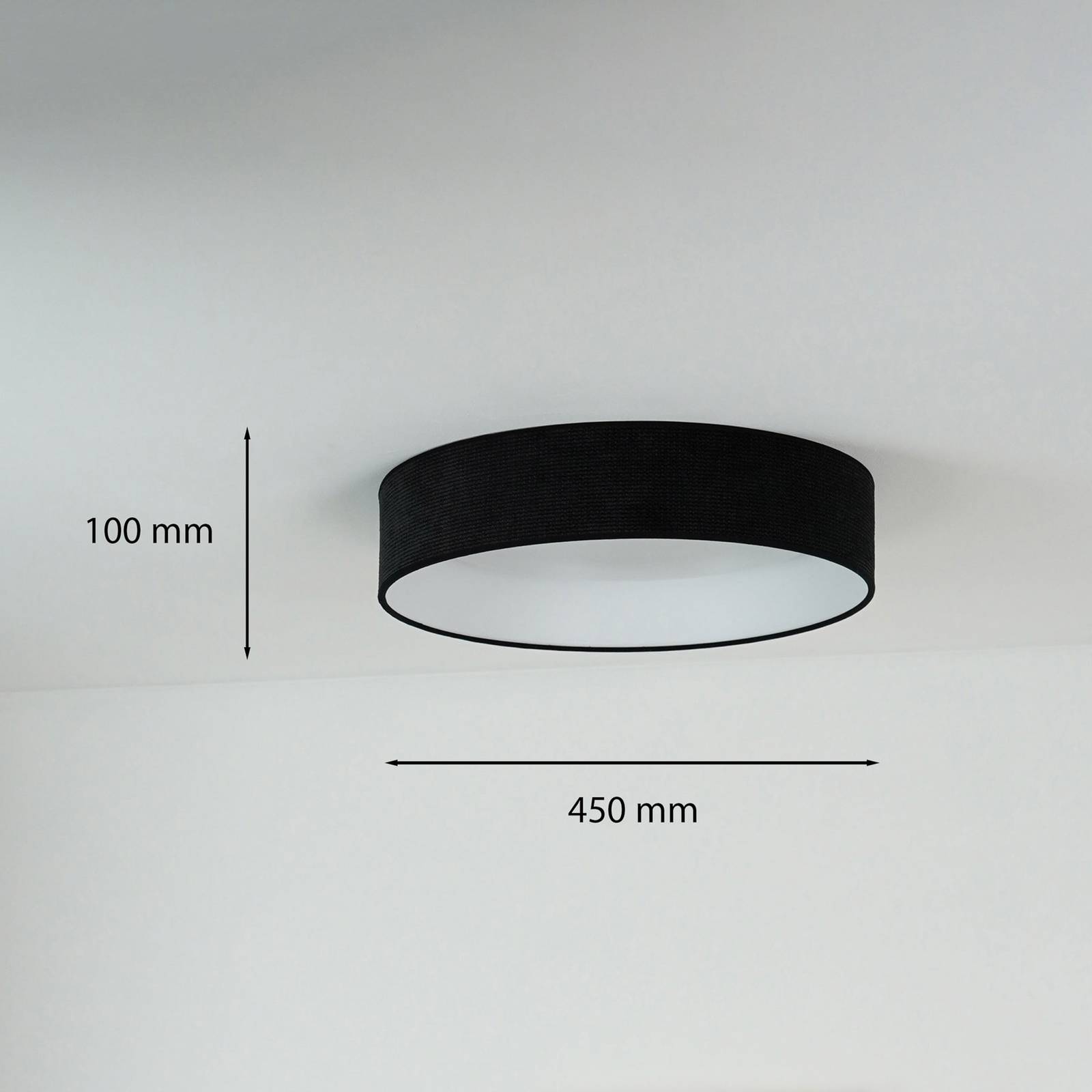 Lampa sufitowa LED Plafon, czarny, tkanina, Ø 45 cm, 3-stopniowa