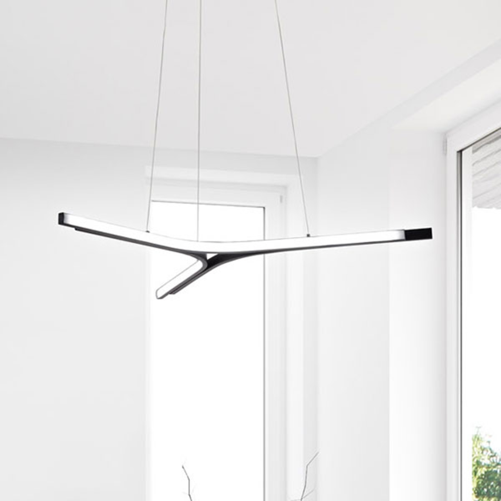 Fabas Luce Lira LED pendant light, dimmable, black, for Living / Dining Room, aluminium, methacrylate, 44 W, energy efficiency: A