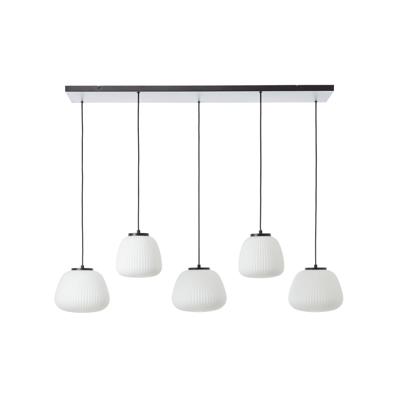 Hängelampe Kaizen, Länge 125 cm, opal, 5-flg., Metall