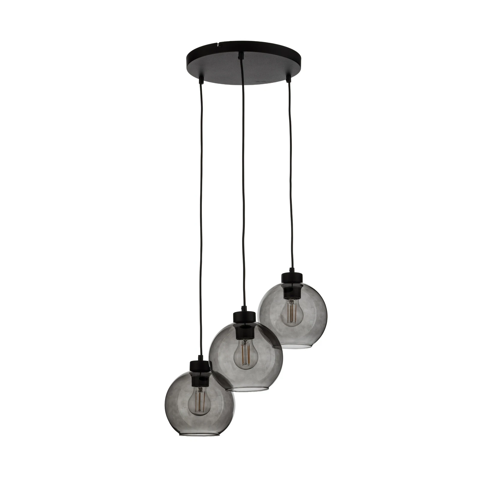 Cubus függőlámpa, Ø 50 cm, 3-lámpás, füstszürke, üveg