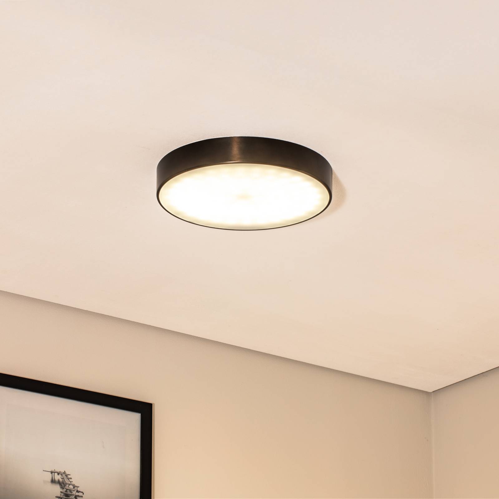 LED-Deckenleuchte Timur, anthrazit, Stahl, Ø 34 cm günstig online kaufen