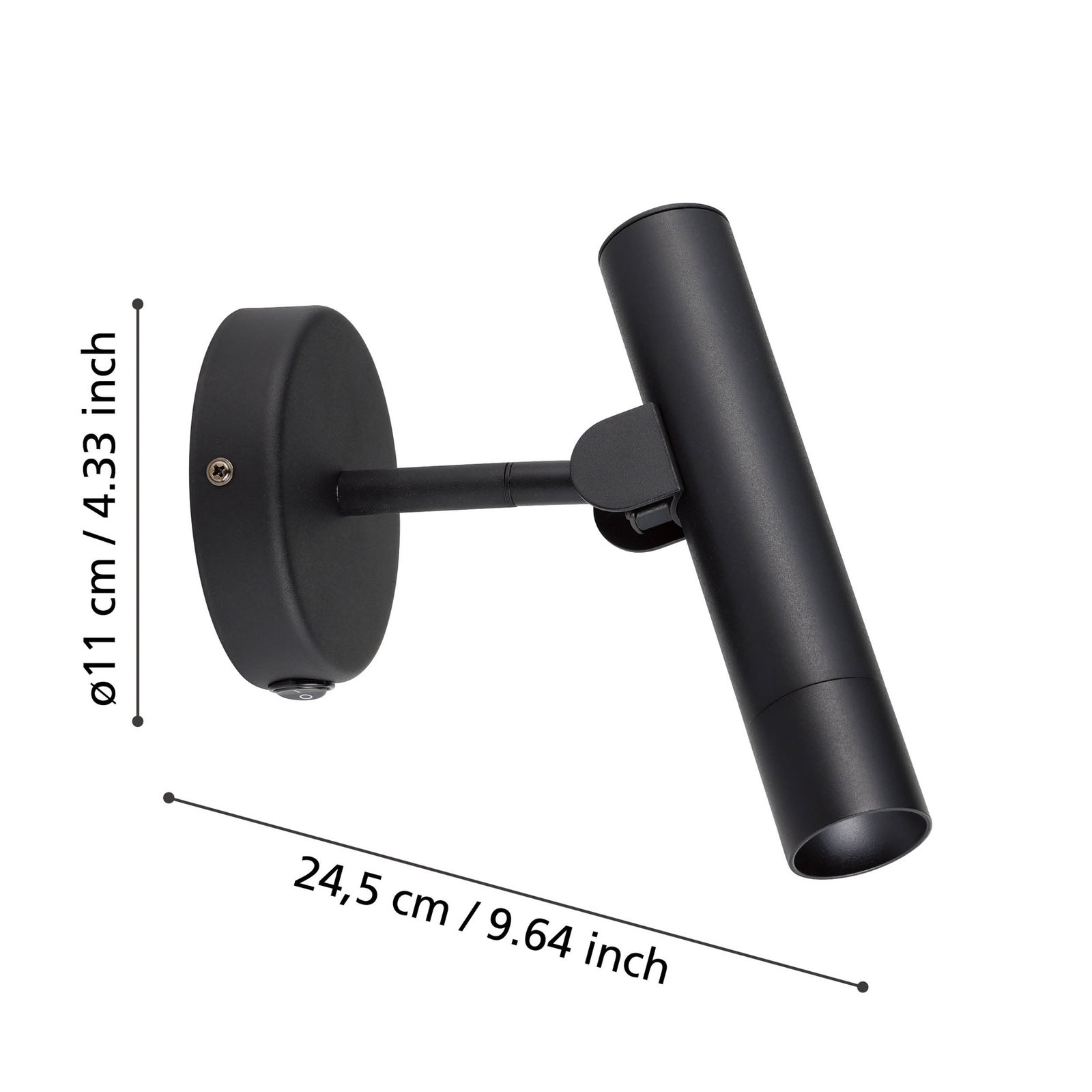 Aplique de pared LED Almudaina, negro Anchura 11 cm, acero