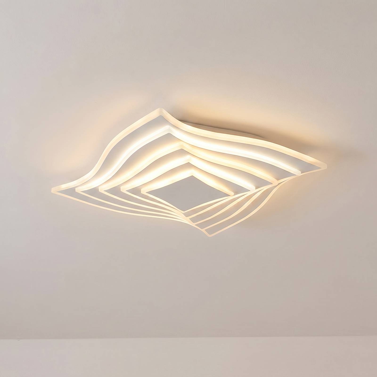 Plafonnier LED Lindby Rebeka, 47 x 47 cm, CCT, télécommande