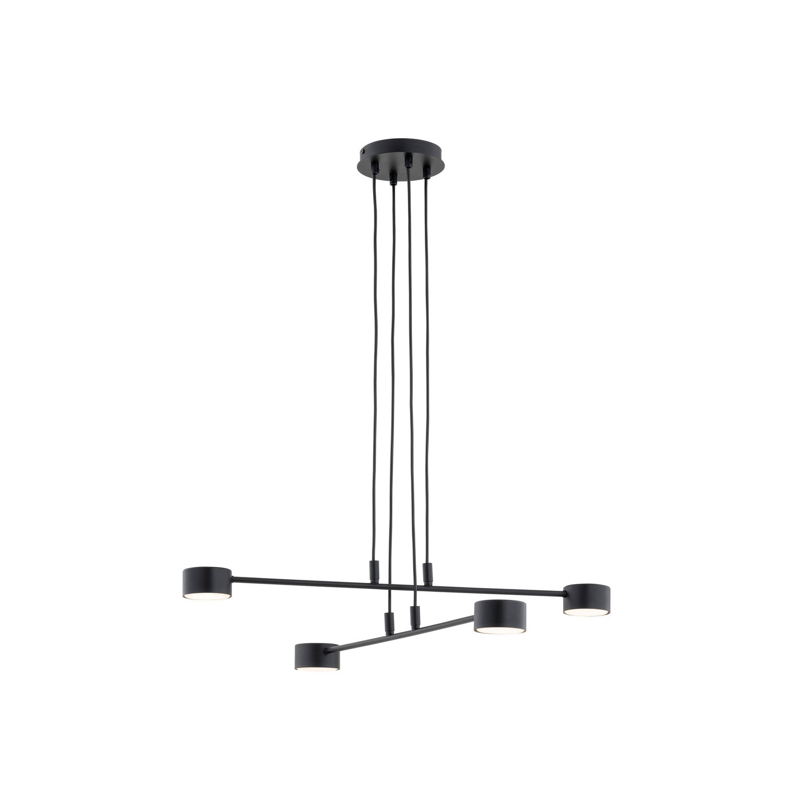 Modus 4 pendant light, steel, 4-bulb, GX 53, black