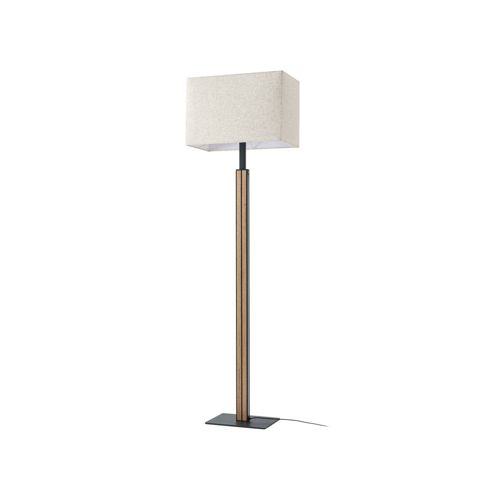 Quitani LED-Stehlampe Lisene, eiche/schwarz/natur 162cm dim.