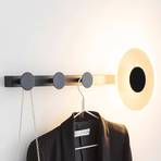 Venus LED vägglampa, med klädkrok, svart