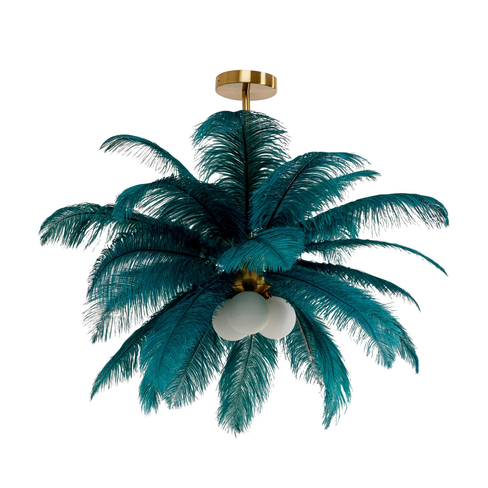 Lámpara colgante KARE Feather Palm, verde, plumas, Ø 87 cm, G9 Lámpara colgante KARE Feather Palm, verde, plumas, Ø 87 cm, G9