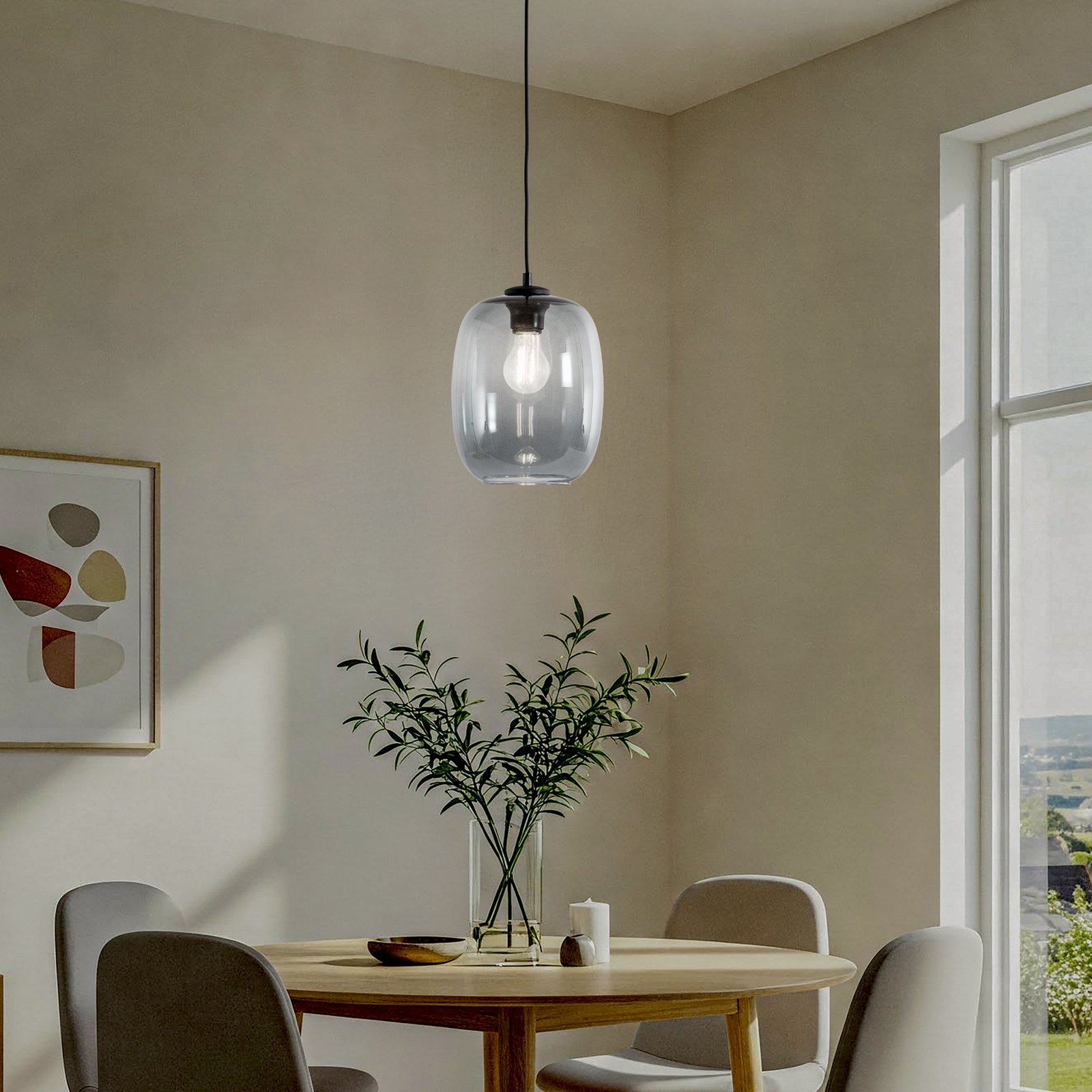 Elio pendellampa, glas, grafit, en lampa